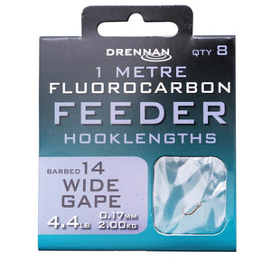 Drennan Fluorocarbon Feeder Hooklengths - Wide Gape-Hooks to Nylon-Drennan-Irish Bait & Tackle